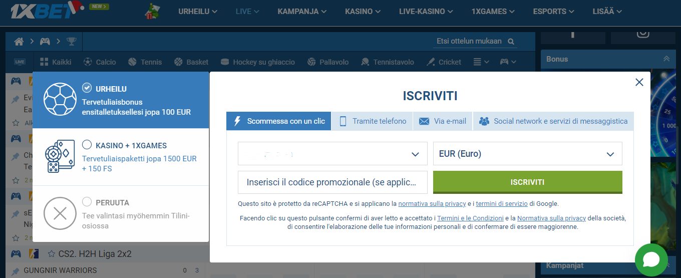 1xBet Registration IT