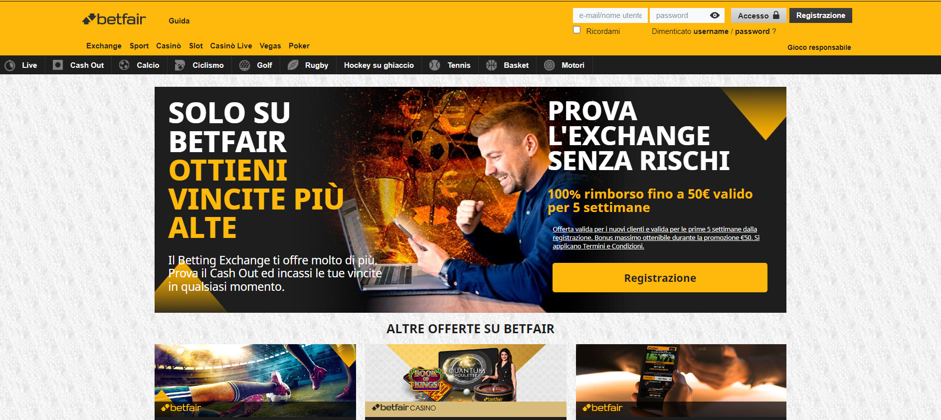 Betfair, scommesseonline.tv