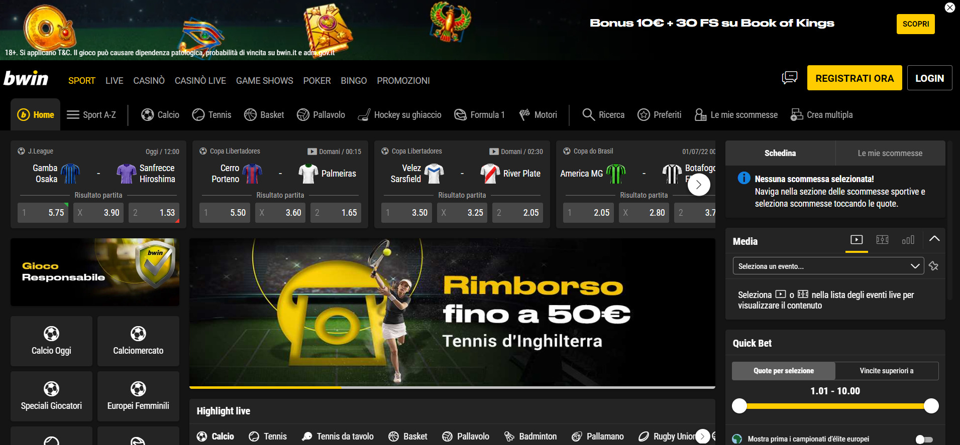 Bwin, scommesseonline.tv