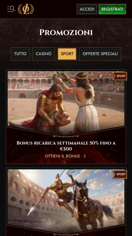 Bonus e promozioni Legiano