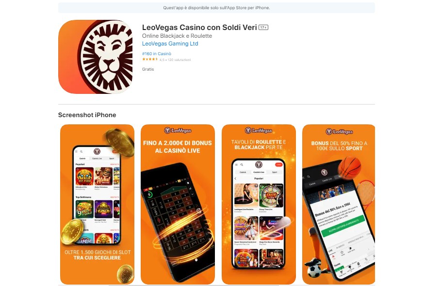 LeoVegas app, scommesseonline.tv