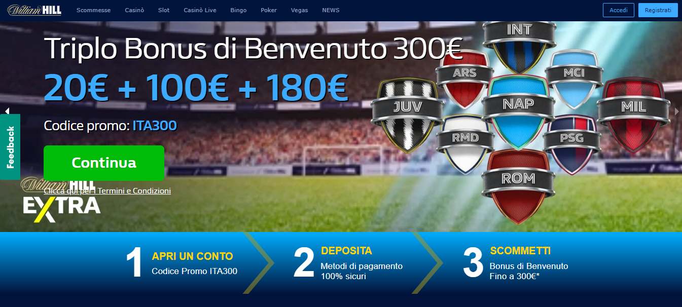 William Hill betting site, scommesseonline.tv